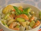 Salade de riz aux crevettes, artichauts, basilic