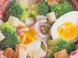 Salade tiède de brocolis aux œufs mollets