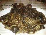 Spaghettis à l'encre de seiche et champignons- Recettes de Enzo
