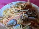 Spaghettis aux coques et crevettes-Les recettes de Enzo
