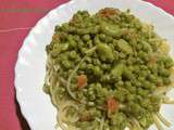 Spaghettis aux petits pois et fèves-les recettes de Enzo