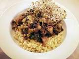 Bol de millet aux champignons et bok choy