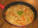 Riz au poulet, carottes et sauce soja