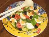 Salade légère au thon, tomates, oeufs durs, et haricots verts