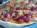 Pizza poivrons-tomates-chorizo