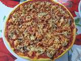 Fausse pizza de Nigella Lawson saumon/champignons/gruyère