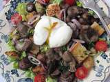 Salade de gésiers aux champignons & à l'oeuf cassé