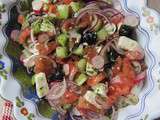 Salade de tomates, concombre, radis & feta