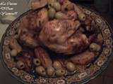 Poulet roti a l'ail et ses pommes de terre