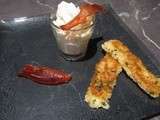 Mousse de Tomme, frites de Tomme et chips de jambon cru