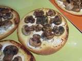 Tartelette fine champignons et fromage frais