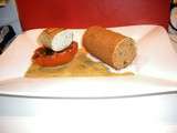 Tube croustillant de riz et quenelle de volaille à la provençale