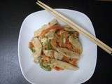 Wok de nouilles chinoises au veau et aux 2 poivrons