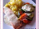 Pavés de saumon et ses légumes sauce boursin ww