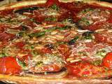Pizza rapide tomates-champignons au Pesto