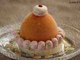 Vacherin revisité, melon-abricot-miel, meringue à l'amande et Chantilly framboise, **Concours du magazine Fou de Pâtisserie