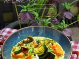Curry thaï à la patate douce, courgette et champignons
