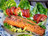Salade au saumon cuit et fumé au poivre et gésiers confits