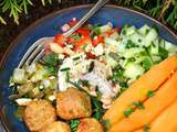 Salade aux falafels, légumes et fromage de chèvre