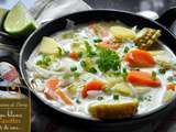 Soupe de légumes au curry, vermicelles de riz et lait de coco