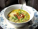 Soupe de lentilles et carottes, lard au curry vert
