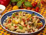 Salade de conchiglionis au pesto et petits légumes d’été