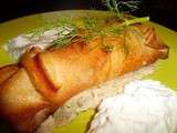 Croustilland de saumon sur puree de fenouil chantilly au raifort