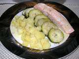 Pavés de saumon et ses légumes, sauce boursin