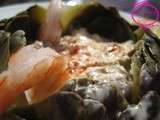 Artichaut farci thon et crevettes