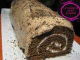 Bûche au chocolat et au mascarpone avec son glaçage crème au beurre meringuée (gâteau roulé)