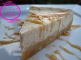 Cheesecake au fromage blanc, yaourt vanille et son coulis de caramel au beurre salé