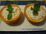 Pamplemousse rose, crème, thon et crevettes