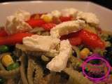 Pâtes aux légumes et poivrons grillés