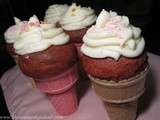 Rigolos cornets de cupcakes Red Velvet et son topping au fromage à la crème (type Philadelphia)