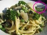 Spaghetti et petits pois avec pesto de basilic à la ricotta