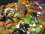 Tajine d’agneau pruneaux abricots amandes sucré salé marocain
