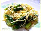 Spaghettis carbonara aux asperges vertes