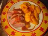 Filet de canard aux pêches, caramel au beurre salé