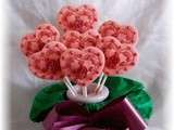 Bouquet de cookie pops coeur fourrés à la fraise