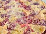 Clafoutis rhubarbe, framboise et poudre d'amande
