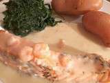 Filet de saumon sauce crevettes