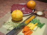 Rognons de veau à l’orange et légumes d’été