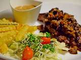 Steak de boeuf accompagné de champignons des bois et sauce au poivre Christian Potier