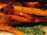 Fougasse pesto de fanes et carottes confites au cumin
