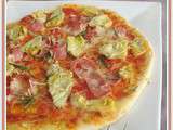 Pizza tomate jambon artichaut pâte sans gluten