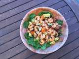 Salade épinards crevettes et petits légumes