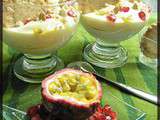 Coupe au fromage blanc, mousse légère a la mangue, grenade & fruit de la passion avec sable mère poulard [#dessert #verrine]