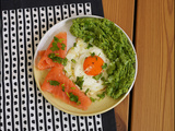 Oeuf sur le plat, saumon fume mowi, puree de brocoli [#homemade #mowi #food #saumon]