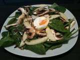 Semaine spéciale Cyril Lignac: salade de pousses d'épinard aux œufs mollets et aux champignons