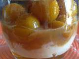 Mirabelles, riz au lit, caramel et gelée au Pineau